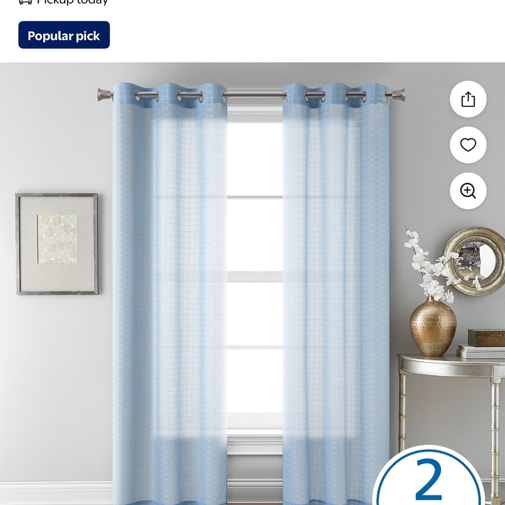 Mainstays Light Blue Grommet Curtains